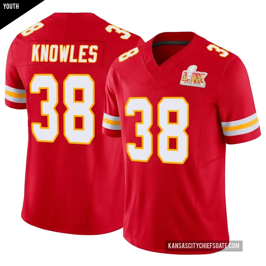 Youth Kansas City Chiefs ＃38 Kevin Knowles Red Limited Vapor F.U.S.E. Super Bowl LIX Jersey