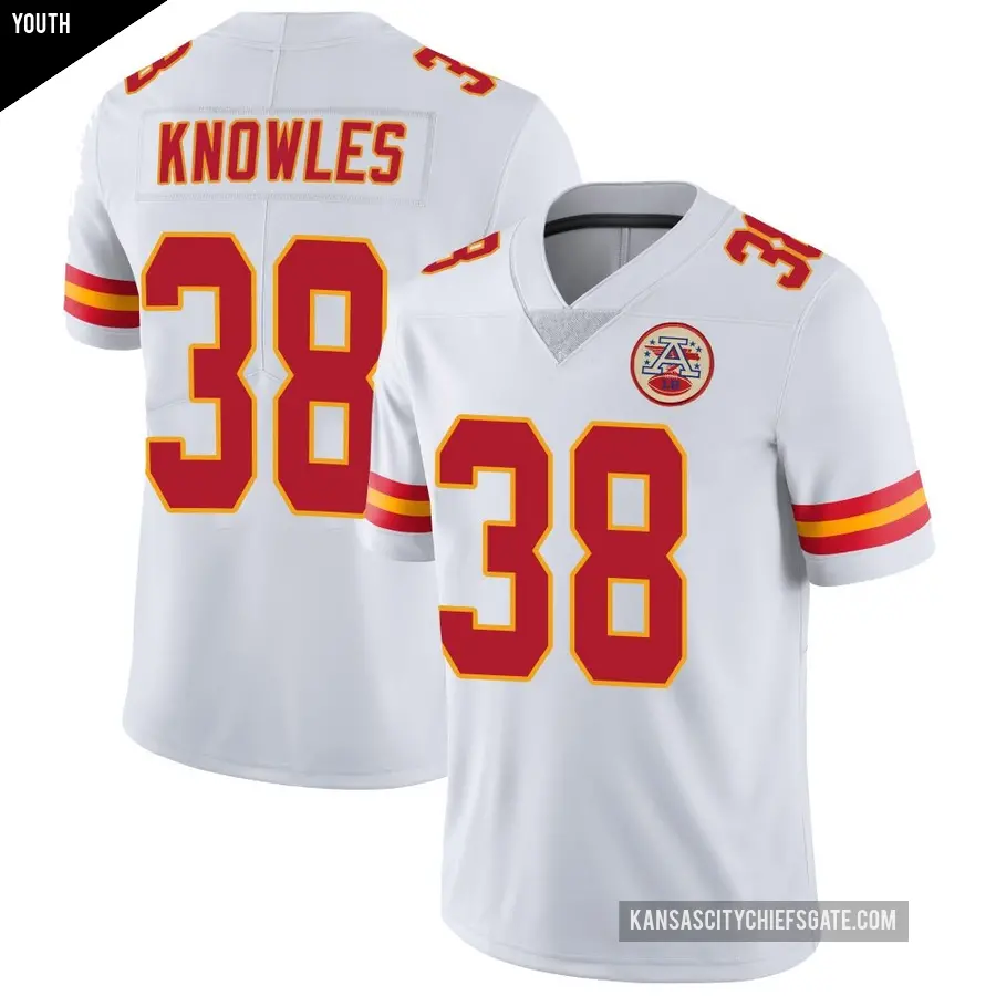 Youth Kansas City Chiefs ＃38 Kevin Knowles White Limited Vapor Untouchable Jersey