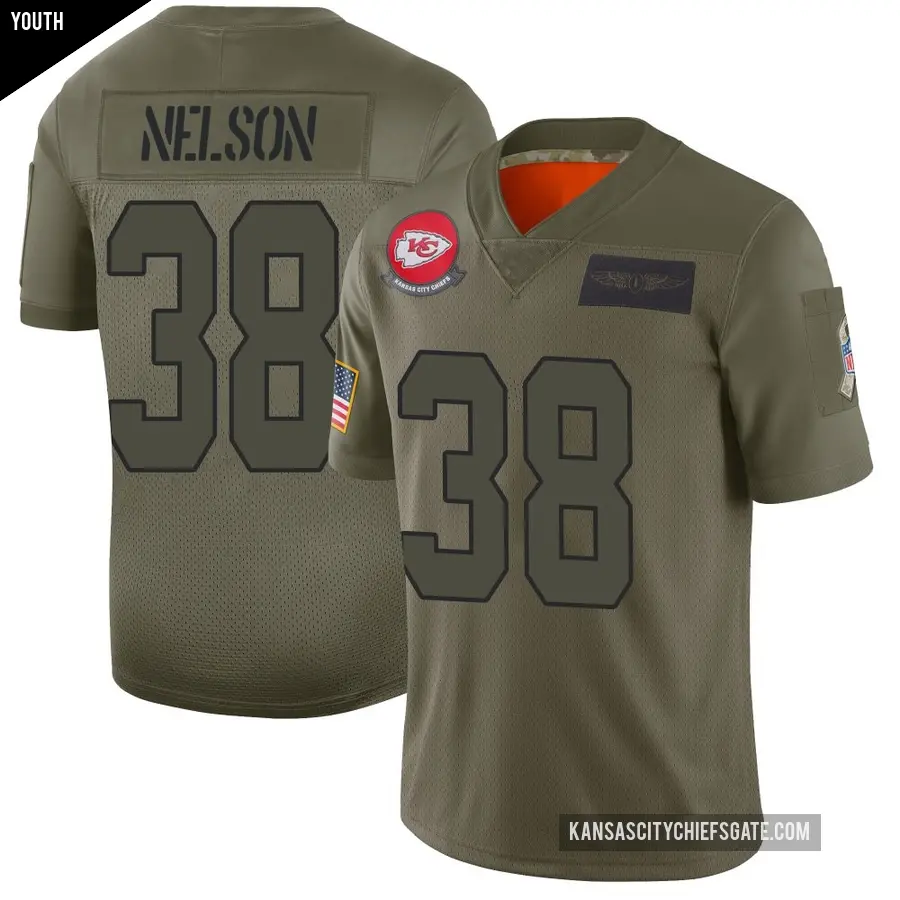 Youth Kansas City Chiefs ＃38 Steven Nelson Camo Limited 2019 Salute to Service Jersey