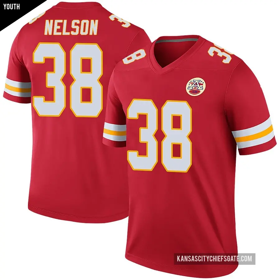 Youth Kansas City Chiefs ＃38 Steven Nelson Red Legend Color Rush Jersey