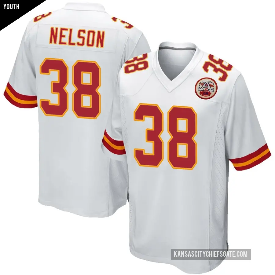 Youth Kansas City Chiefs ＃38 Steven Nelson White Game Jersey
