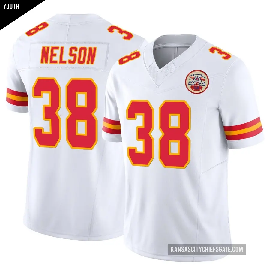 Youth Kansas City Chiefs ＃38 Steven Nelson White Limited Vapor F.U.S.E. Jersey