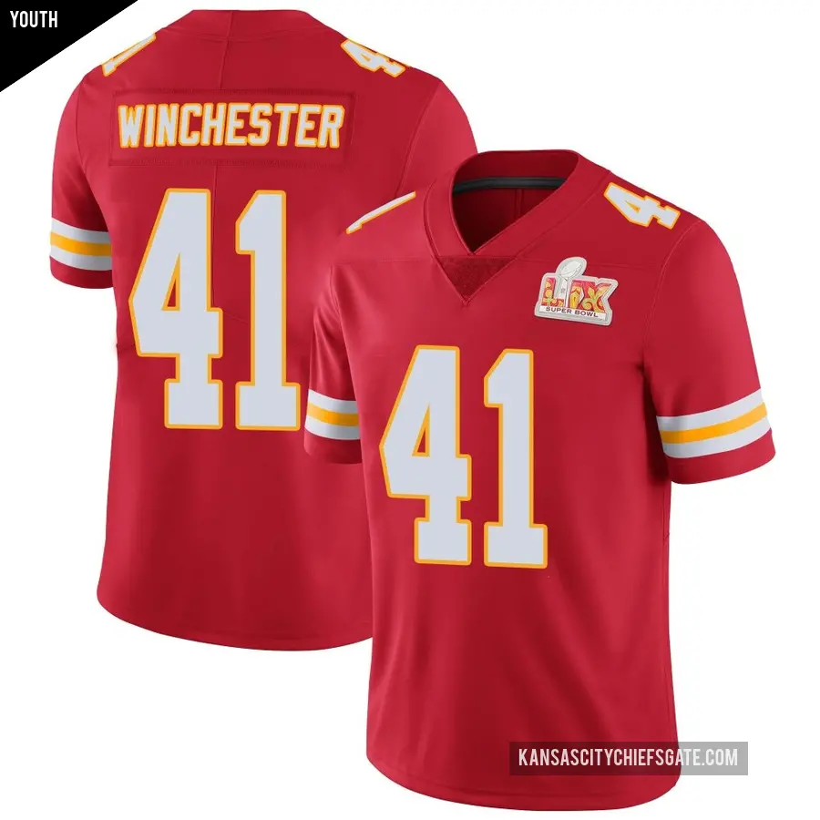 Youth Kansas City Chiefs ＃41 James Winchester Red Limited Team Color Vapor Untouchable Super Bowl LIX Jersey