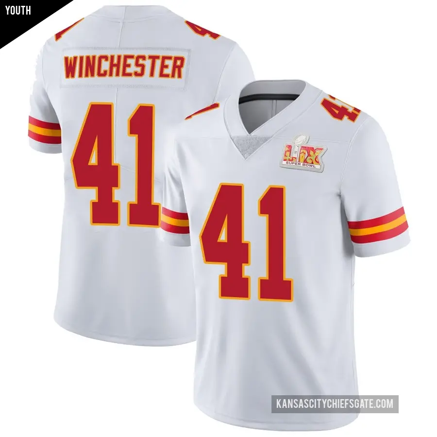 Youth Kansas City Chiefs ＃41 James Winchester White Limited Vapor Untouchable Super Bowl LIX Jersey
