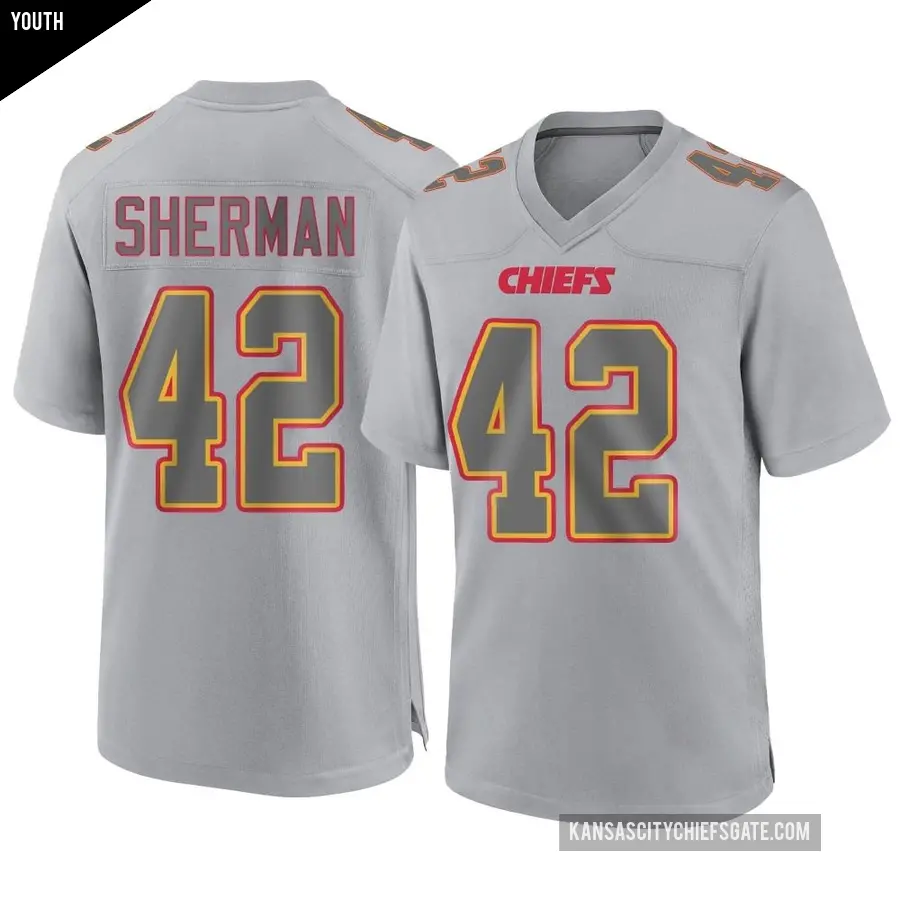 Youth Kansas City Chiefs &#65283;42 Anthony Sherman Gray Game Atmosphere Fashion Jersey