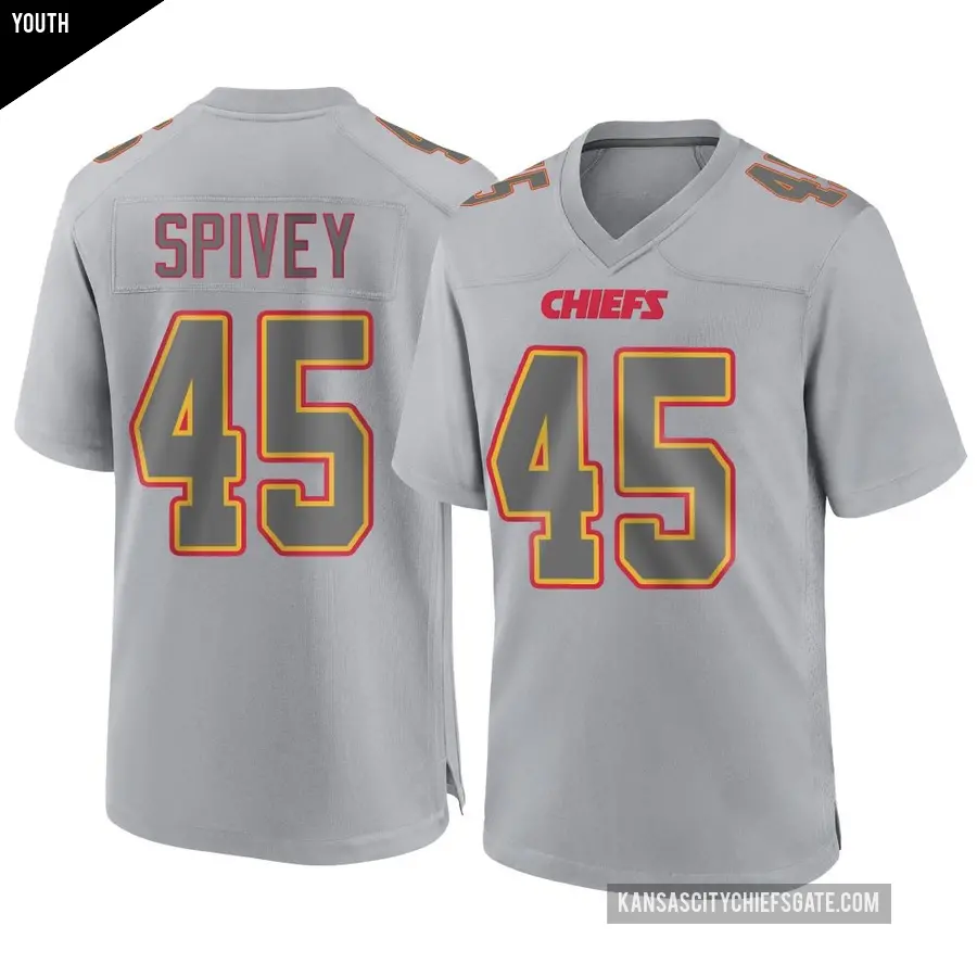 Youth Kansas City Chiefs ＃45 Geor'Quarius Spivey Gray Game Atmosphere Fashion Jersey