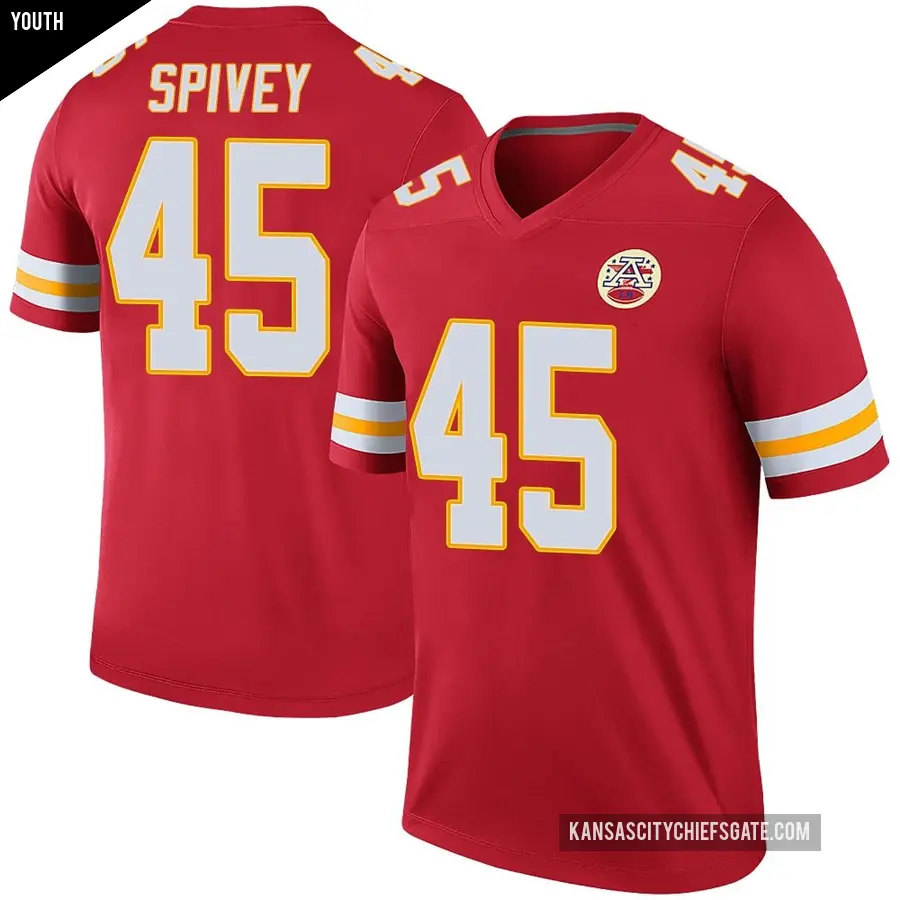 Youth Kansas City Chiefs ＃45 Geor'Quarius Spivey Red Legend Color Rush Jersey