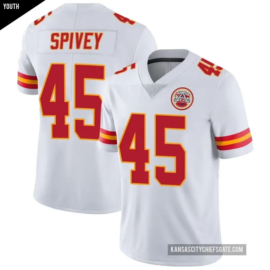 Youth Kansas City Chiefs ＃45 Geor'Quarius Spivey White Limited Vapor Untouchable Jersey