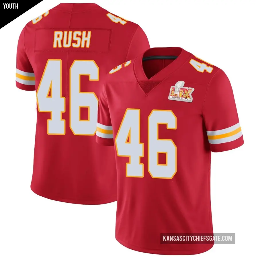 Youth Kansas City Chiefs ＃46 Darius Rush Red Limited Team Color Vapor Untouchable Super Bowl LIX Jersey