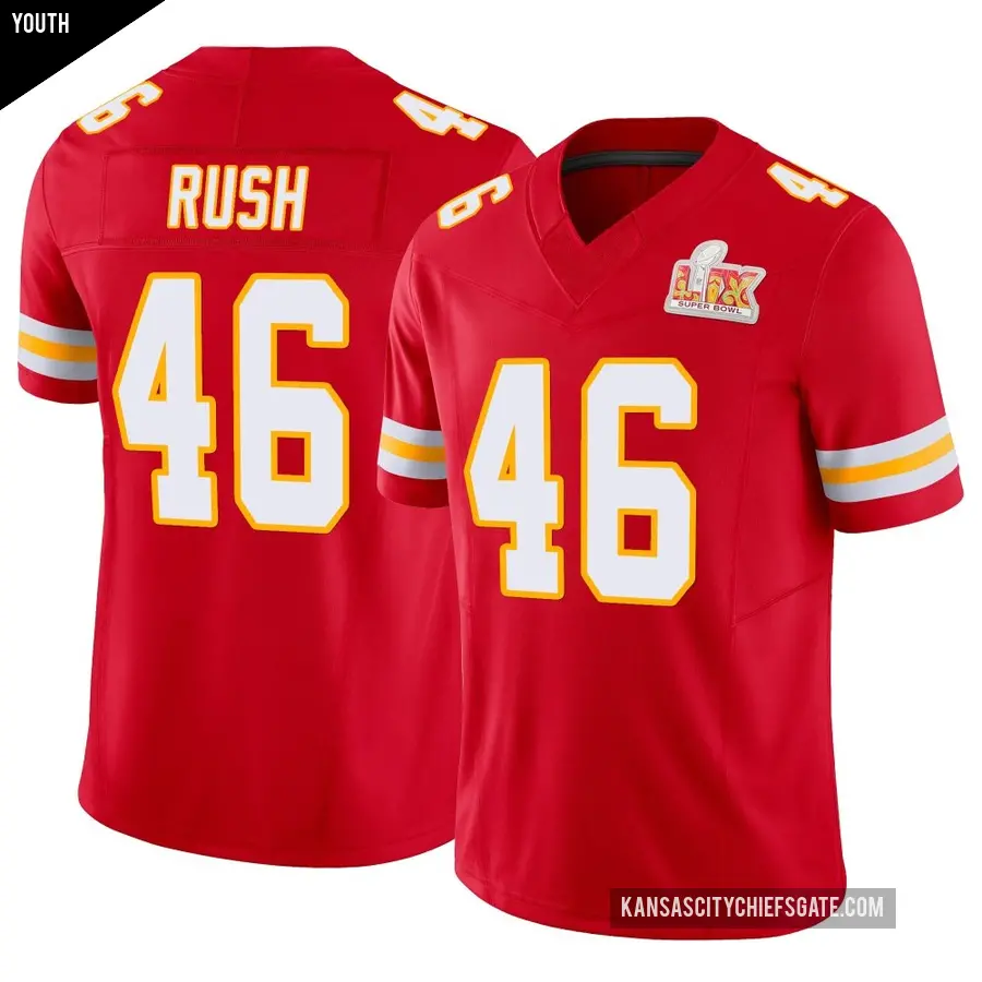 Youth Kansas City Chiefs ＃46 Darius Rush Red Limited Vapor F.U.S.E. Super Bowl LIX Jersey