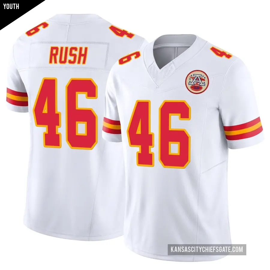 Youth Kansas City Chiefs &#65283;46 Darius Rush White Limited Vapor F.U.S.E. Jersey