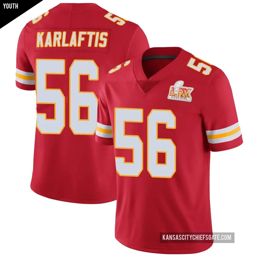 Youth Kansas City Chiefs ＃56 George Karlaftis Red Limited Team Color Vapor Untouchable Super Bowl LIX Jersey
