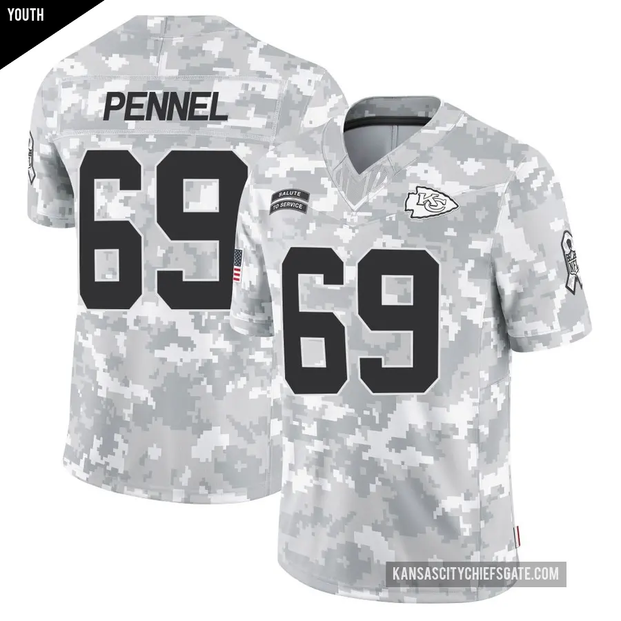 Youth Kansas City Chiefs ＃69 Mike Pennel Arctic Camo Limited 2024 Salute to Service Jersey