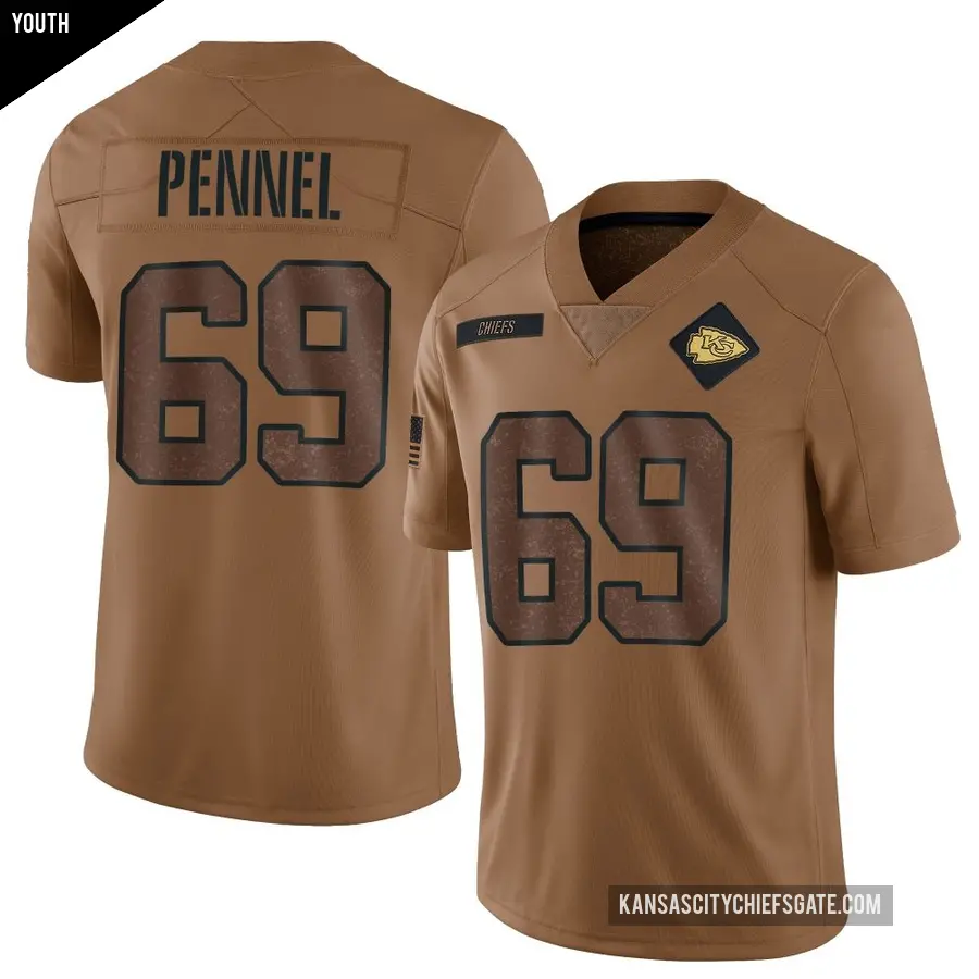 Youth Kansas City Chiefs ＃69 Mike Pennel Brown Limited 2023 Salute To Service Jersey