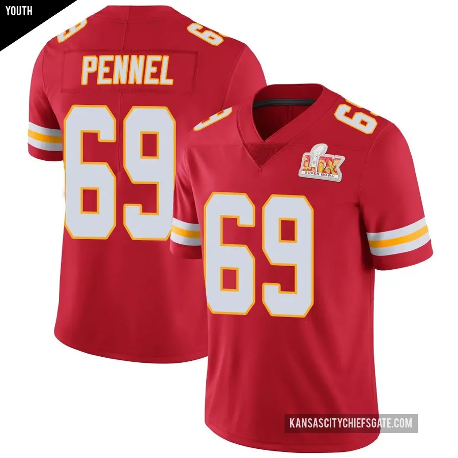 Youth Kansas City Chiefs ＃69 Mike Pennel Red Limited Team Color Vapor Untouchable Super Bowl LIX Jersey