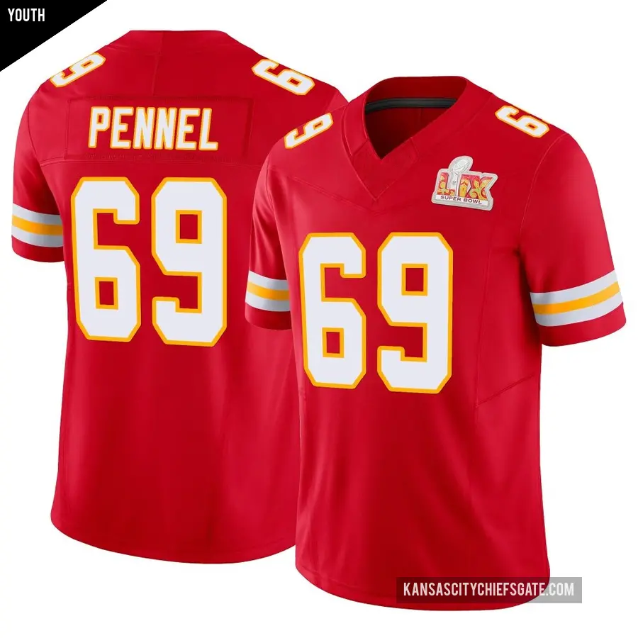 Youth Kansas City Chiefs ＃69 Mike Pennel Red Limited Vapor F.U.S.E. Super Bowl LIX Jersey