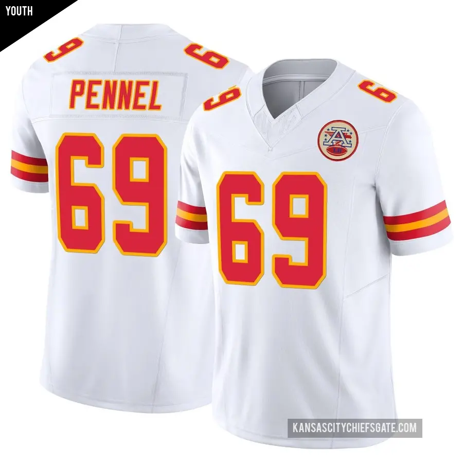 Youth Kansas City Chiefs ＃69 Mike Pennel White Limited Vapor F.U.S.E. Jersey