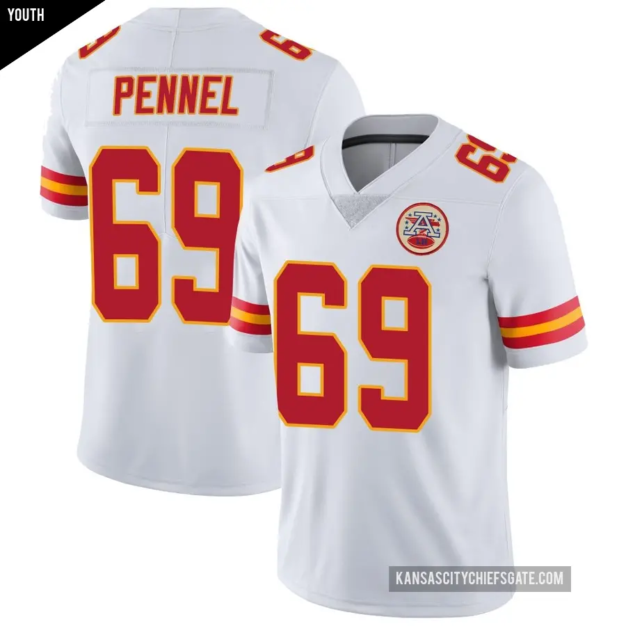 Youth Kansas City Chiefs ＃69 Mike Pennel White Limited Vapor Untouchable Jersey
