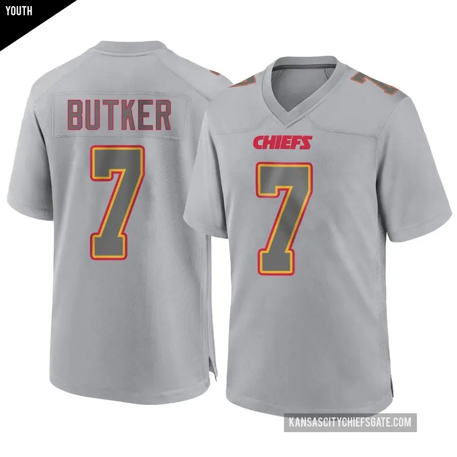 Youth Kansas City Chiefs ＃7 Harrison Butker Gray Game Atmosphere Fashion Jersey