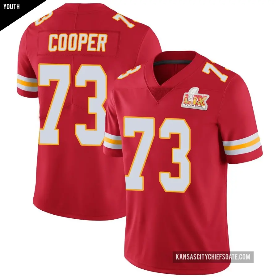 Youth Kansas City Chiefs ＃73 Dalton Cooper Red Limited Team Color Vapor Untouchable Super Bowl LIX Jersey