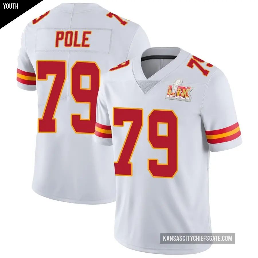 Youth Kansas City Chiefs ＃79 Esa Pole White Limited Vapor Untouchable Super Bowl LIX Jersey