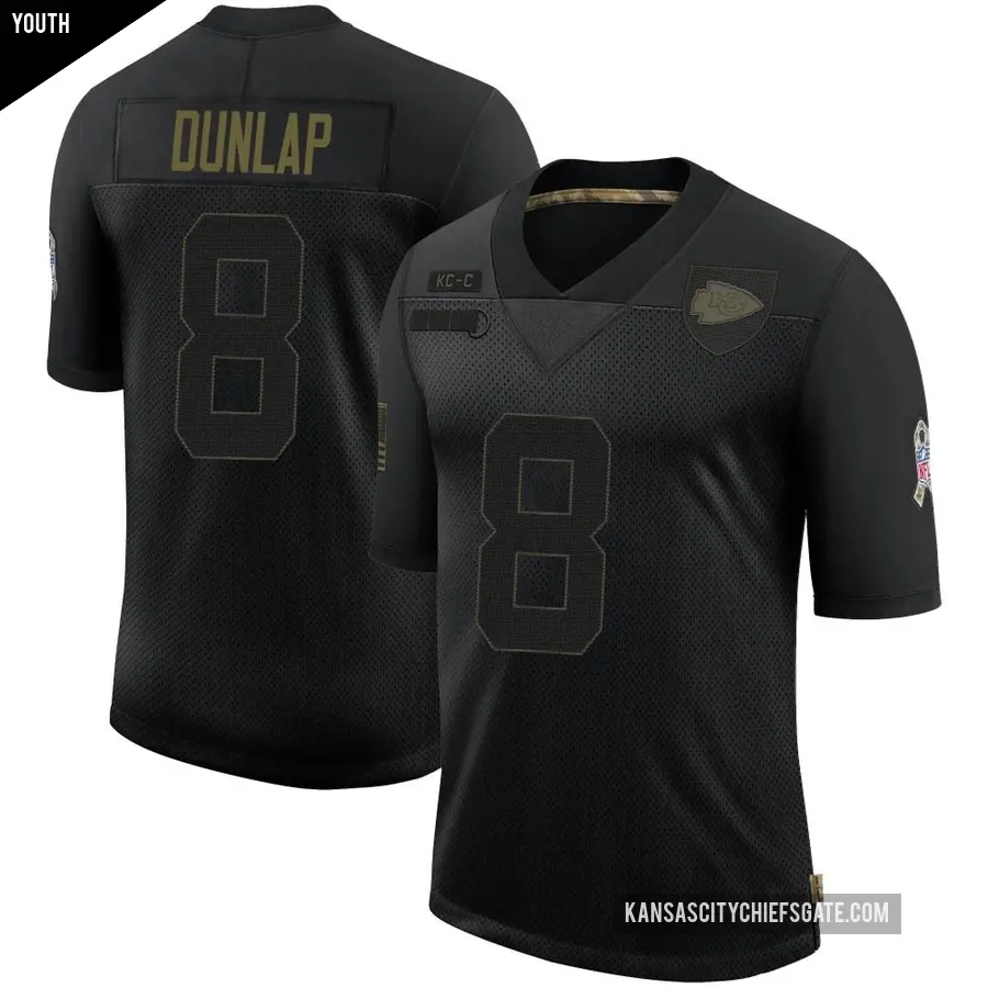Youth Kansas City Chiefs ＃8 Carlos Dunlap Black Limited 2020 Salute To Service Jersey