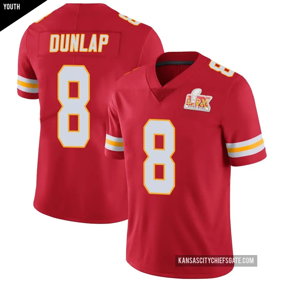 Youth Kansas City Chiefs ＃8 Carlos Dunlap Red Limited Team Color Vapor Untouchable Super Bowl LIX Jersey