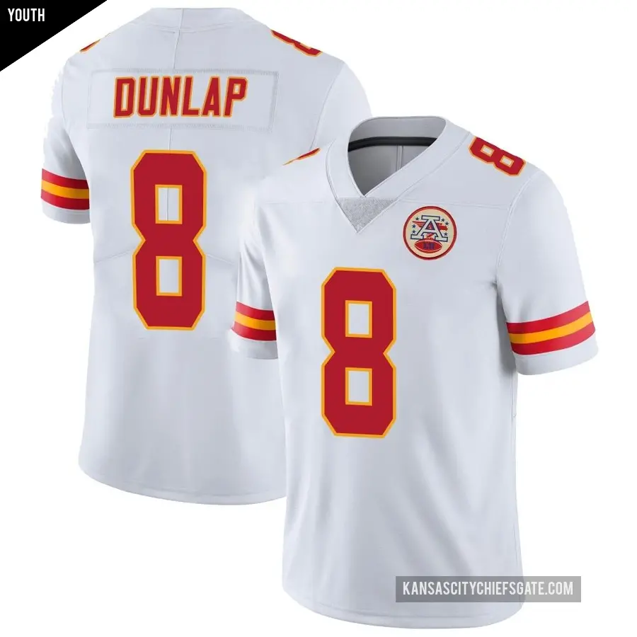 Youth Kansas City Chiefs ＃8 Carlos Dunlap White Limited Vapor Untouchable Jersey