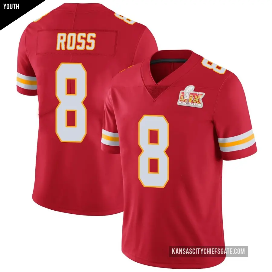 Youth Kansas City Chiefs ＃8 Justyn Ross Red Limited Team Color Vapor Untouchable Super Bowl LIX Jersey