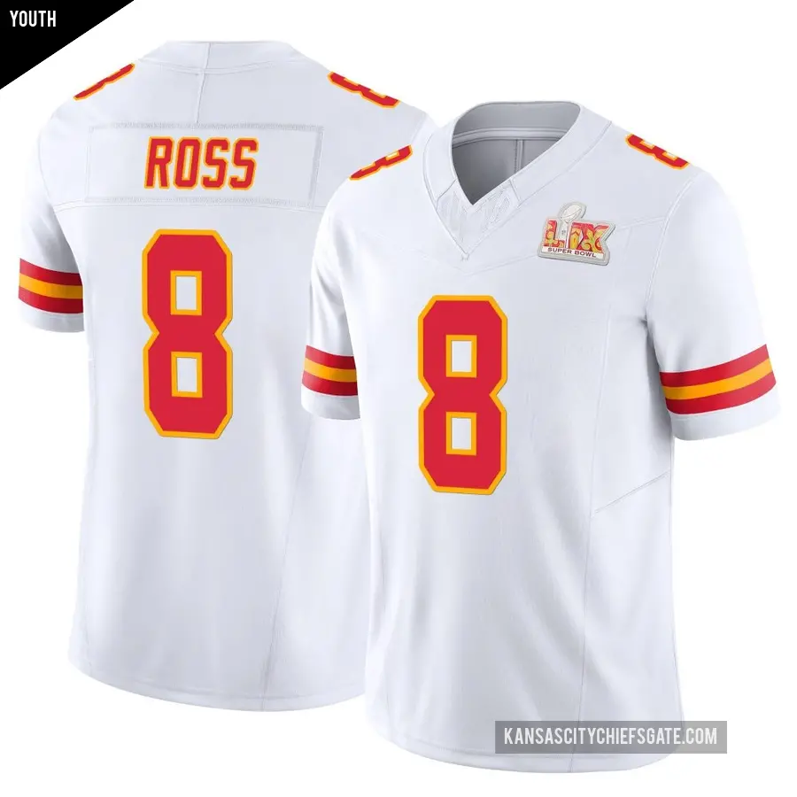 Youth Kansas City Chiefs ＃8 Justyn Ross White Limited Vapor F.U.S.E. Super Bowl LIX Jersey