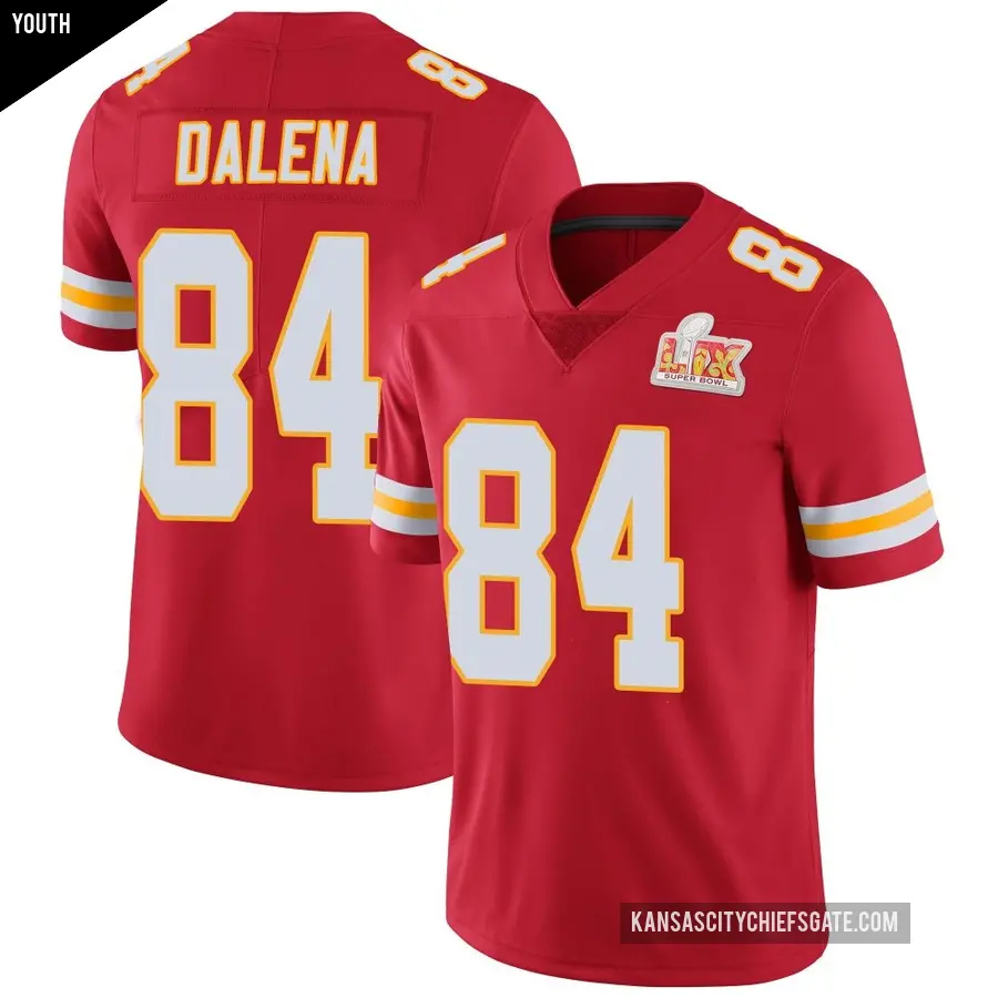 Youth Kansas City Chiefs ＃84 Mac Dalena Red Limited Team Color Vapor Untouchable Super Bowl LIX Jersey