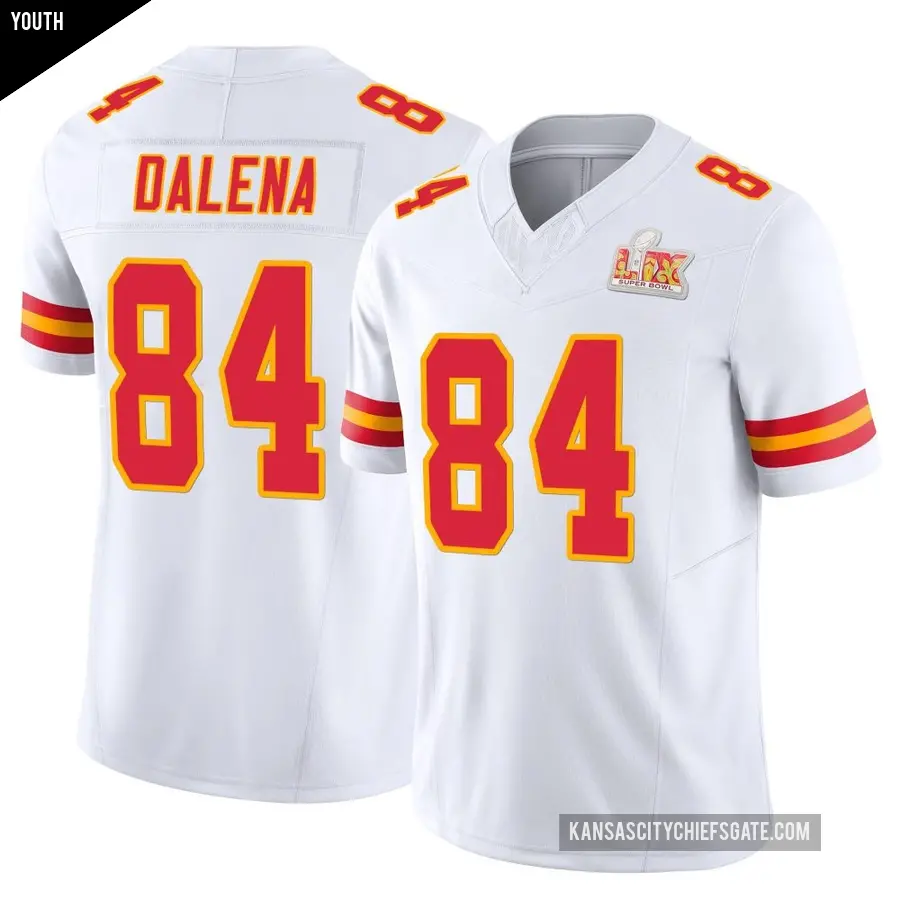 Youth Kansas City Chiefs ＃84 Mac Dalena White Limited Vapor F.U.S.E. Super Bowl LIX Jersey