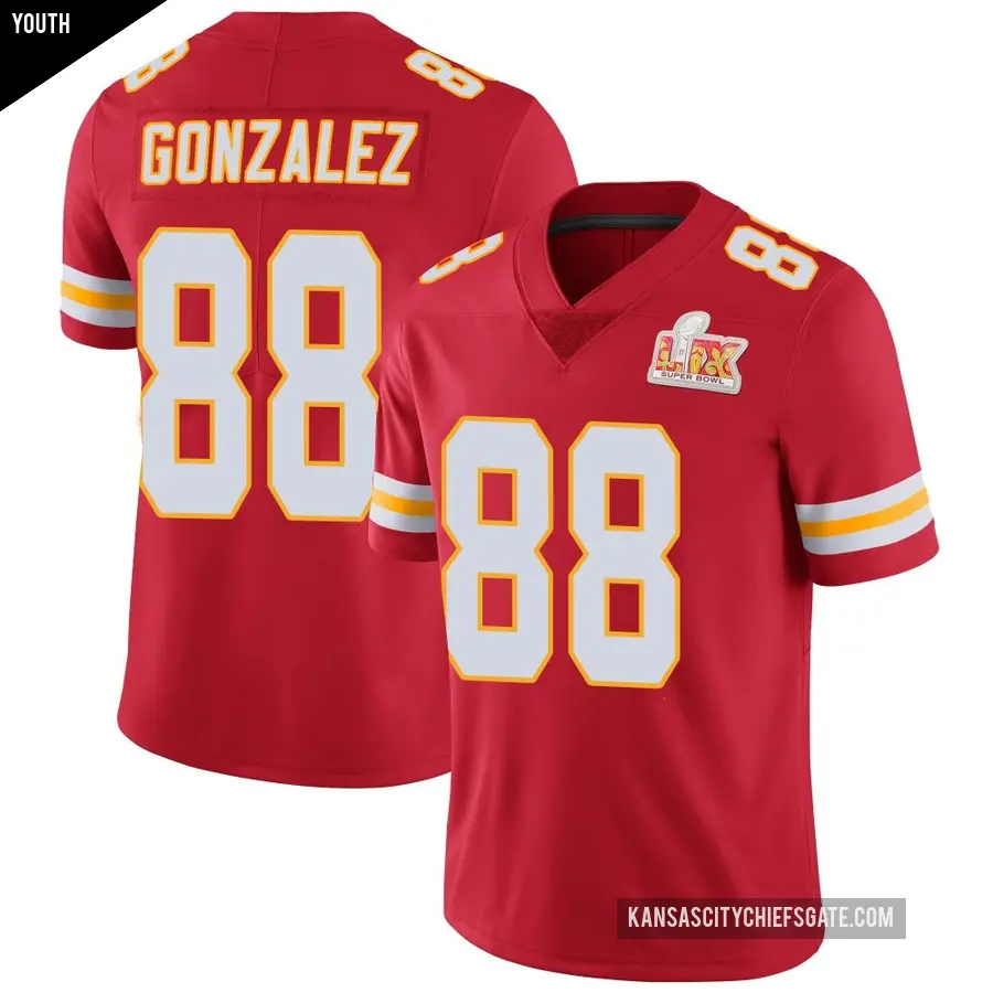 Youth Kansas City Chiefs ＃88 Tony Gonzalez Red Limited Team Color Vapor Untouchable Super Bowl LIX Jersey