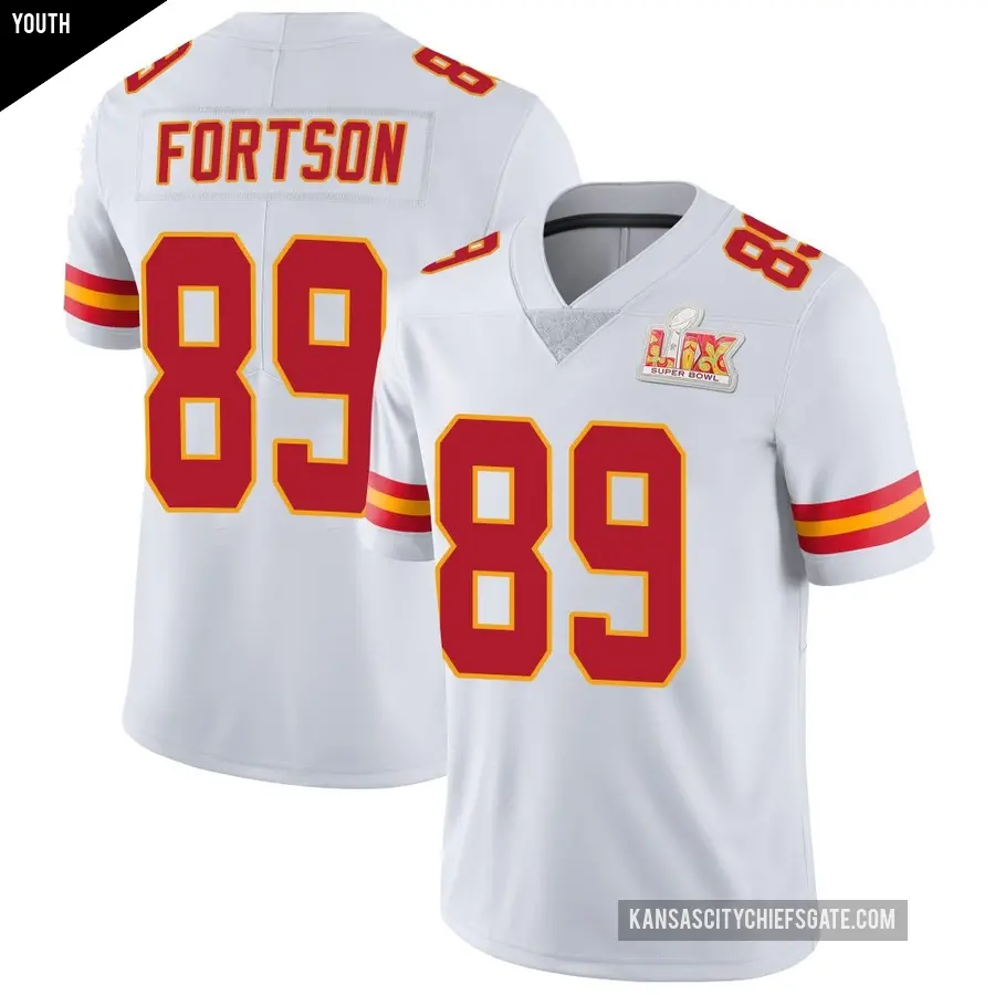 Youth Kansas City Chiefs ＃89 Jody Fortson White Limited Vapor Untouchable Super Bowl LIX Jersey