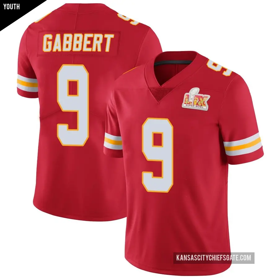 Youth Kansas City Chiefs ＃9 Blaine Gabbert Red Limited Team Color Vapor Untouchable Super Bowl LIX Jersey