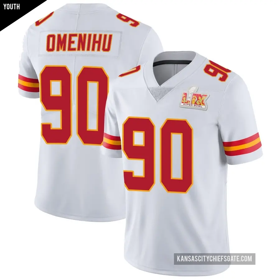 Youth Kansas City Chiefs ＃90 Charles Omenihu White Limited Vapor Untouchable Super Bowl LIX Jersey