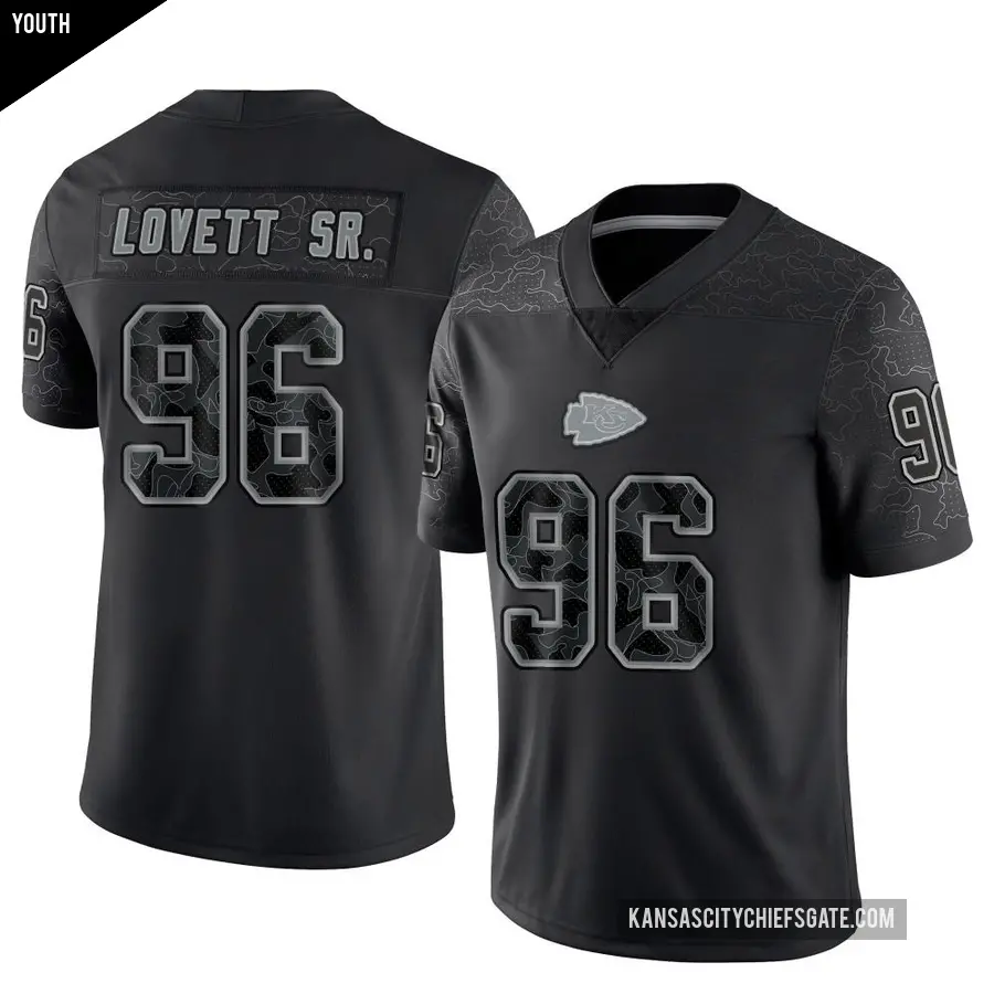 Youth Kansas City Chiefs ＃96 Fabien Lovett Sr. Black Limited Reflective Jersey