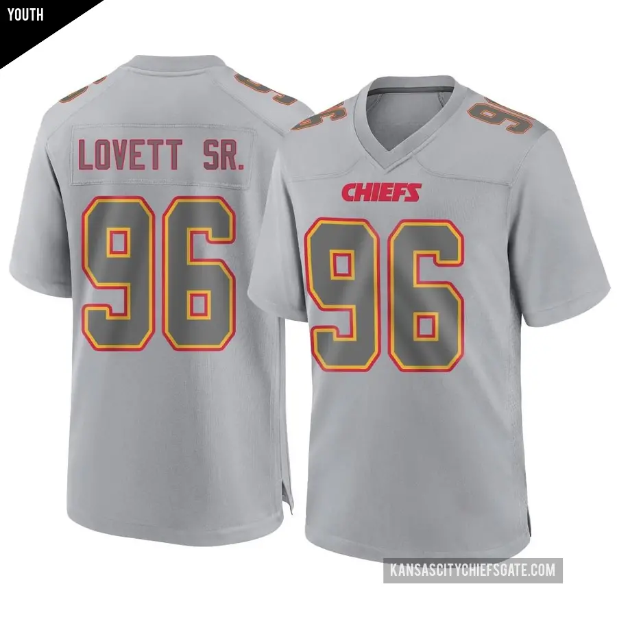 Youth Kansas City Chiefs ＃96 Fabien Lovett Sr. Gray Game Atmosphere Fashion Jersey