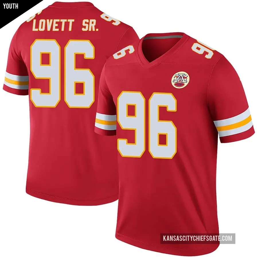 Youth Kansas City Chiefs ＃96 Fabien Lovett Sr. Red Legend Color Rush Jersey