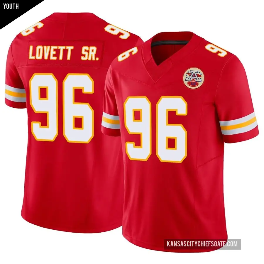 Youth Kansas City Chiefs ＃96 Fabien Lovett Sr. Red Limited Vapor F.U.S.E. Jersey