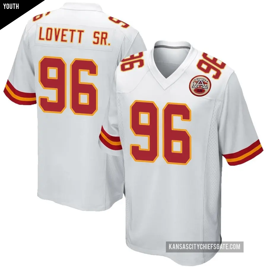 Youth Kansas City Chiefs ＃96 Fabien Lovett Sr. White Game Jersey